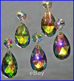 5 AB CHANDELIER GOTHIC FENG SHUI DROPS GLASS CRYSTALS OVAL CHRISTMAS TREE CHARMS