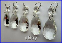 5 CHANDELIER DROPS GLASS CRYSTALS OVAL BEADS FENG SHUI CHRISTMAS TREE ORNAMENTS