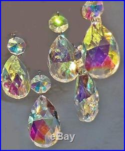 5 CHANDELIER DROPS OVAL AB FENG SHUI GLASS HANGING CRYSTALS CHRISTMAS TREE BEADS