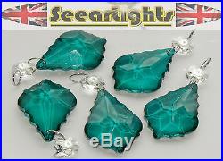 5 CHANDELIER GLASS CRYSTALS PEACOCK LEAF DROPS WEDDING CHRISTMAS TREE DECORATION