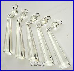 5 RETRO CHANDELIER GLASS DROPLETS ICICLE DROPS CRYSTALS CHRISTMAS TREE DECOR FAB