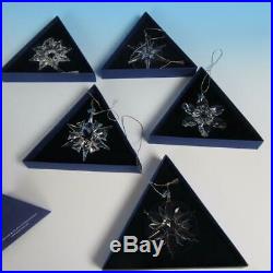 5 Swarovski Crystal Annual Christmas Star Snowflake Ornaments 2003, 2005-2008