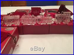 62 pcs Waterford Crystal Christmas Ornaments + Enhancers 1978-2011