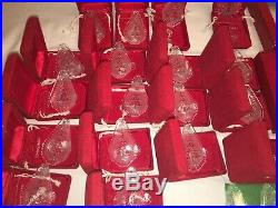 62 pcs Waterford Crystal Christmas Ornaments + Enhancers 1978-2011