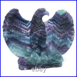 7 Eagle Natural Gems Fluorite Crystal Carved Animal Figurine Decor Ornament #80