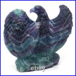 7 Eagle Natural Gems Fluorite Crystal Carved Animal Figurine Decor Ornament #80