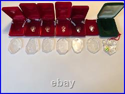 7 Piece Set of Waterford Crystal Christmas Ornaments 1990s
