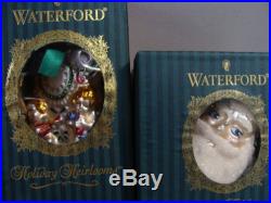 7 Waterford Crystal Xmas Christmas Holiday Santa Ornaments 1 MIB Great Condition