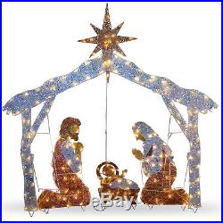 72 Outdoor Christmas Crystal Nativity Scene Holiday Decoration 250 Clear Lights