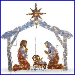 72 Outdoor Christmas Crystal Nativity Scene Holiday Decoration 250 Clear Lights