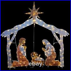 72 in. Nativity scene with clear lights christmas outdoor holiday crystal yard