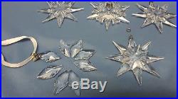 9 Swarovski Crystal Annual Snowflake Holiday Christmas Ornaments Damaged Broken