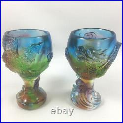 Amore Jewell Dragon and Phoenix cups 2pcs/set Ornament Gift Liuli Crystal Glass