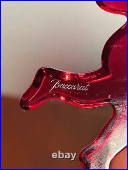 Authentic BACCARAT CRYSTAL Ruby Red Angel Cherub Trumpet Christmas Ornament