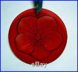 Authentic LALIQUE 2004 NM Red Hellebore Flower Crystal Christmas Ornament Mint