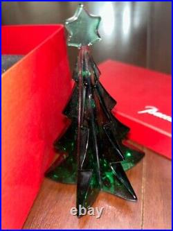 BACCARAT Christmas Tree Crystal Glass Ornament Green Interior Ornament