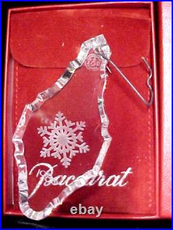 BACCARAT Crystal Christmas Ornament 1986 LARGE SNOWFLAKE withBox & Pouch