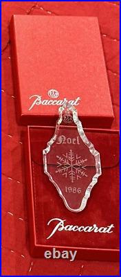 BACCARAT Crystal Christmas Ornament 1986 NOEL LARGE SNOWFLAKE withBox & Pouch