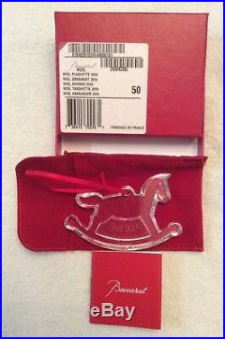 BACCARAT RARE SIGNED Crystal Rocking Horse 2009 Christmas Ornament withpackaging