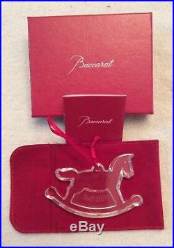 BACCARAT RARE SIGNED Crystal Rocking Horse 2009 Christmas Ornament withpackaging