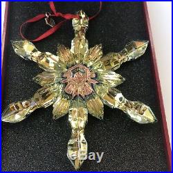 BACCARAT Yellow Crystal Noel Snowflake Christmas Ornament New Made in France