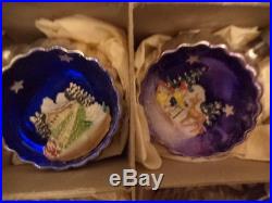 BOX OF 12 VINTAGE ITALY DIORAMA GLASS CHRISTMAS ORNAMENTS