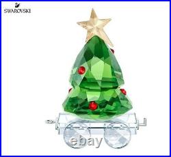 BRAND NEW IN BOX SWAROVSKI CRYSTAL GREEN CHRISTMAS TREE On WAGON ORNAMENT