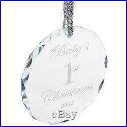 Baby's 1st Christmas 2015 Etched Round Crystal Ornament
