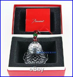 Baccarat Bell Ornament Noel Clear Red & Green Crystal Signed New Boxed France