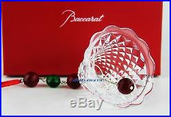 Baccarat Bell Ornament Noel Clear Red & Green Crystal Signed New Boxed France
