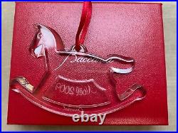 Baccarat Christmas Annual Crystal Ornament 2009 Rocking Horse with a Pin Badge