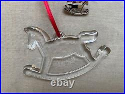 Baccarat Christmas Annual Crystal Ornament 2009 Rocking Horse with a Pin Badge