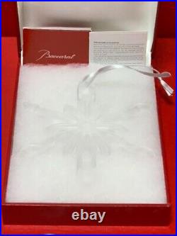 Baccarat Christmas Ornament Snowflake Crystal Clear With Red Box