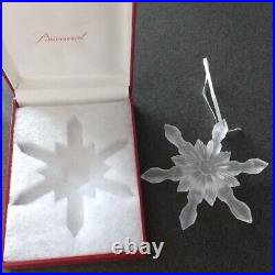 Baccarat Christmas Snowflake Frosted Crystal Glass Ornament with Box