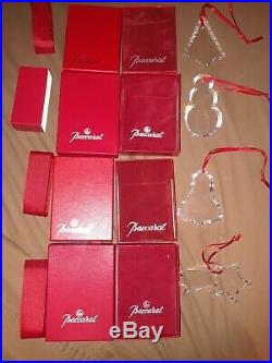 Baccarat Clear Crystal Christmas Noel Ornament Lot Set (17) 1983-2001 with Boxes