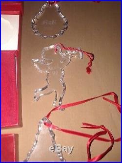 Baccarat Clear Crystal Christmas Noel Ornament Lot Set (17) 1983-2001 with Boxes