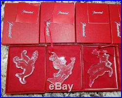 Baccarat Clear Crystal Christmas Noel Ornament Lot Set 1999-2005 Original Boxes