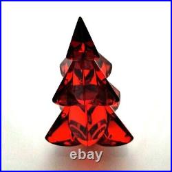 Baccarat Clear Cut Crystal Christmas tree, red, with box, ornament