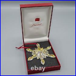 Baccarat Crystal 2013 Yellow Snowflake Iridescent Christmas Ornament in Box