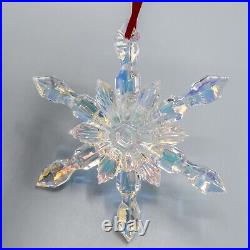 Baccarat Crystal 2013 Yellow Snowflake Iridescent Christmas Ornament in Box
