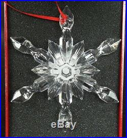 Baccarat Crystal Clear Snowflake Christmas Tree Hanging Ornament New in Box