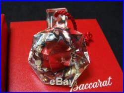 Baccarat Crystal Diamond Christmas Ornaments Set of 3. Ruby & Clear Mint Box