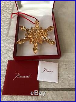 Baccarat Gold SNOWFLAKE CHRISTMAS ORNAMENT Crystal #2811191 New in Box Rare