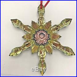 Baccarat Ornament 2809184 Gold French Crystal Snowflake Christmas Lead Crystal
