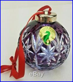 Beautiful WATERFORD CRYSTAL CHRISTMAS ORNAMENT AMETHYST CASED BALL
