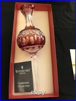 Beautiful Waterford Crystal CLARENDON Ruby RED Cased Xmas Tree Top Topper EUC