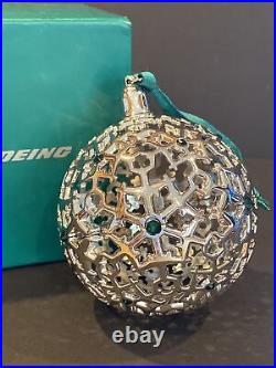 Boeing Jet Snowflake Ball Ornament Reed & Barton Airplane Xmas Green Crystals
