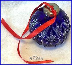 C. 2000 WATERFORD Annual CASED COBALT CRYSTAL BALL Christmas Ornament NOS