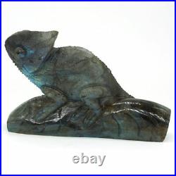Chameleon Sculpture Natural Labradorite Lizard Figurine Crystal Healing Ornament