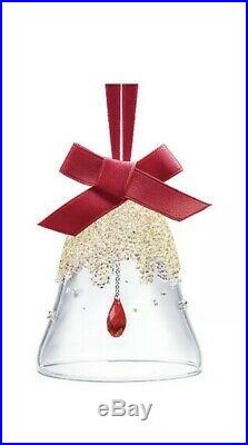 Christmas Bell Ornament Small Gold Red 2019 Holiday Swarovski Crystal 5464882